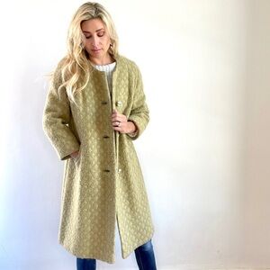 Vintage Tan Textured Knee Length Coat